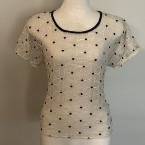 Potter's Pot/Anthropologie Sheer White/Black Top